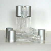 Clear Glass Roller Ball Bottles 10ml - SILVER LID