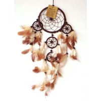 Mini Dream Catcher - Brown with Brown Feathers