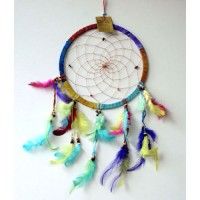 Large Dream Catcher - SUEDE ONE RING Rainbow