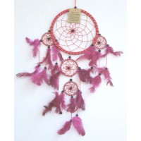 Large Dream Catcher - Silver Striped RED