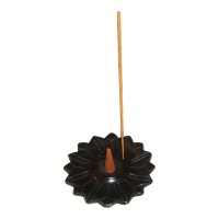 Black Stone Incense Stick and Cone Burner - LOTUS