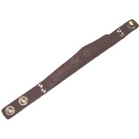 Leather Wristband - NARROW CROSS STITCH BROWN