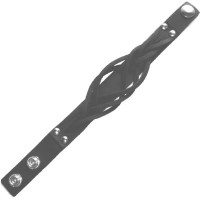 Leather Wristband - NARROW BRAIDED BLACK