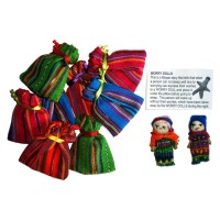 Worry Doll - 2 x SMALL WORRY DOLLS in TEXTILE BAG